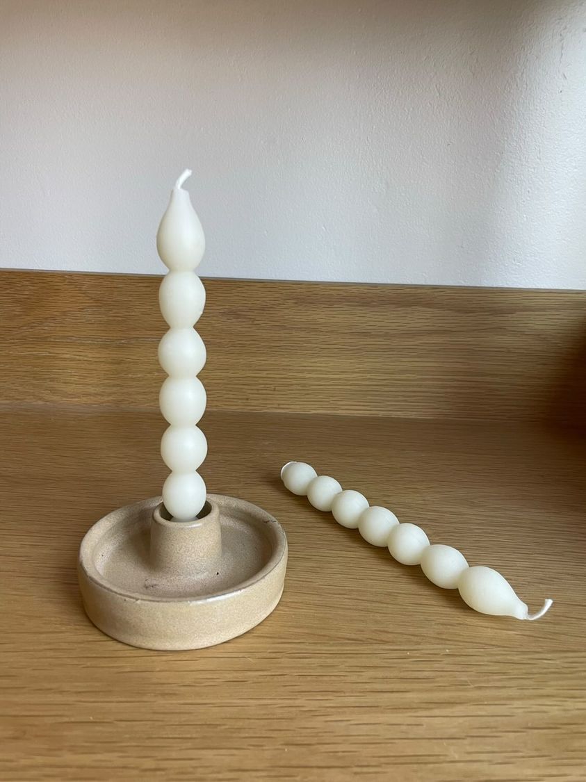 Pearl taper pair - beeswax taper candles - candles - 100% pure white beeswax