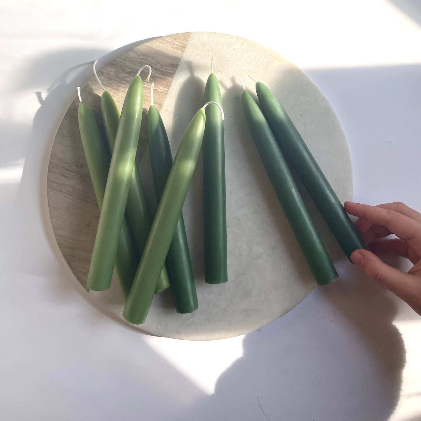 Green Beeswax Taper Candles, Pair of 2 // Tapers, Beeswax Candles, 8" Tapers, Eco Friendly, Candles
