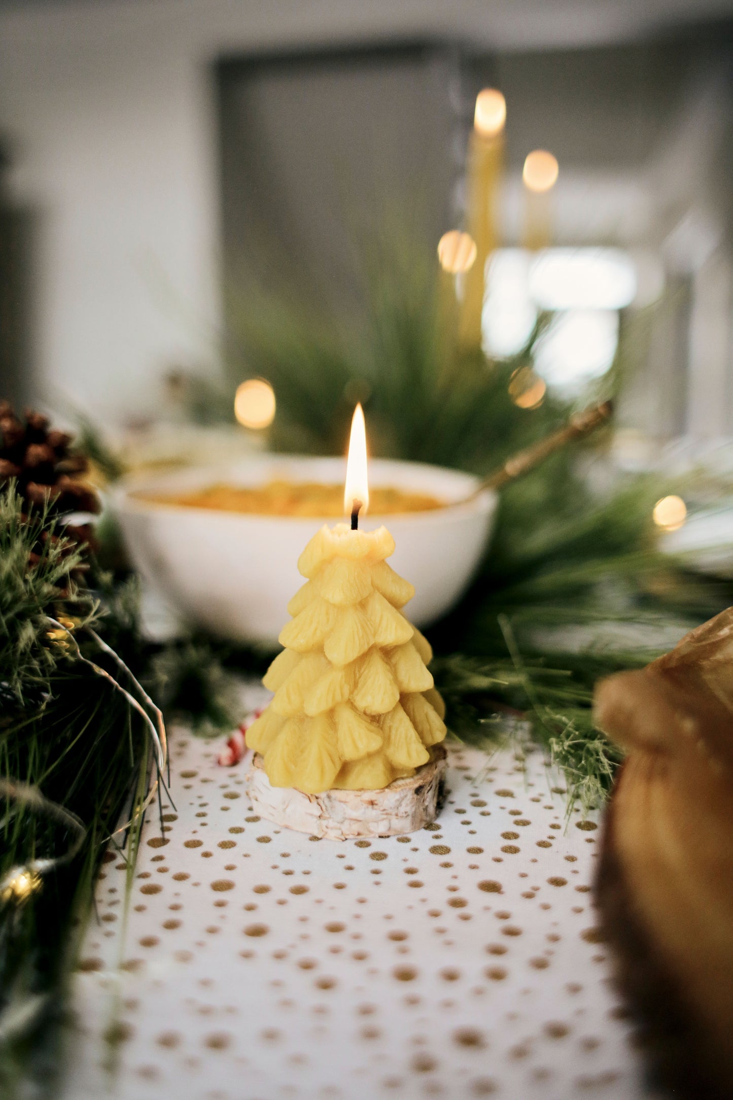 Tree Candle in Pure Beeswax/ Beeswax Candle, Evergreen, Festive, Tree, Candle, Christmas Candle, Eco Friendly, Woodland