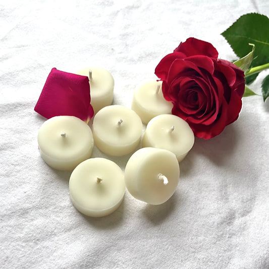 Candles - White Tealights in Pure Beeswax - SET of 12 / Zero-Waste, Beeswax, Tealights, Tealight Candles, Luxe,  Eco Friendly