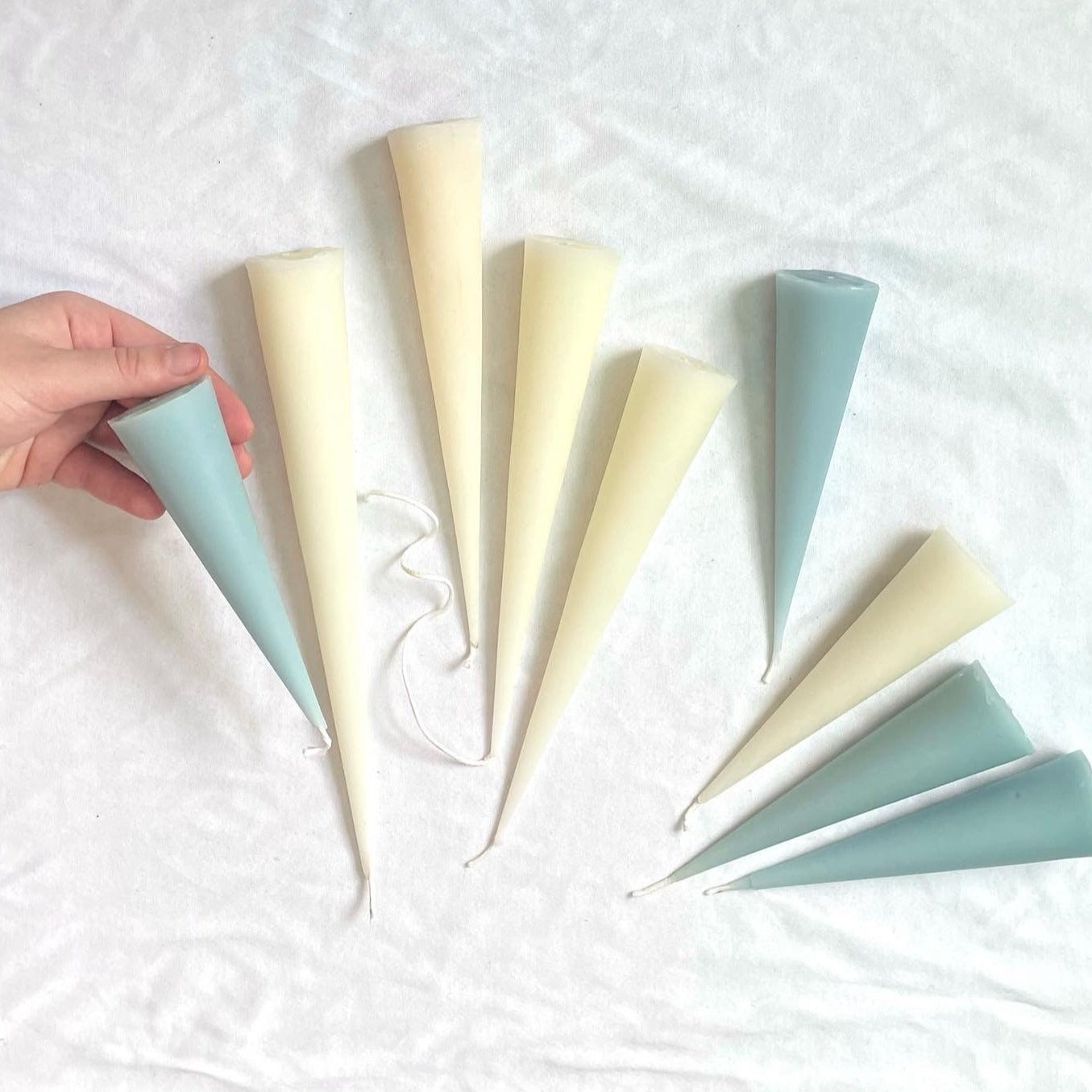 Icicle Beeswax Cones - Light Blue Cone Candle - Beeswax, Candle, Hygge in 6", 8", 10" and 12"