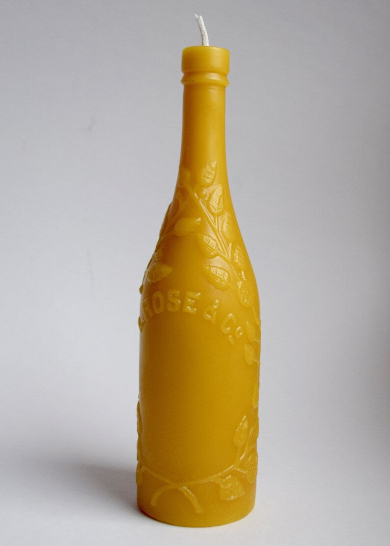 Beeswax Candle / Antique Bottle Candle // Lime Juice Bottle for Scurvy on the Seas, Burnable Bottle Candle, Candle, Pure Beeswax