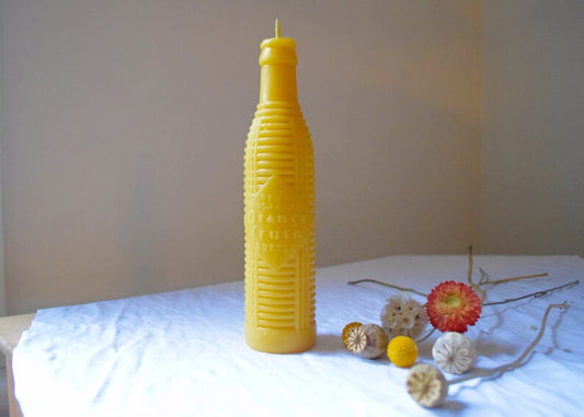 Vintage Orange Soda Candle - Beeswax Bottle Candle - Candles, Beeswax - from Antique Bottle Molds