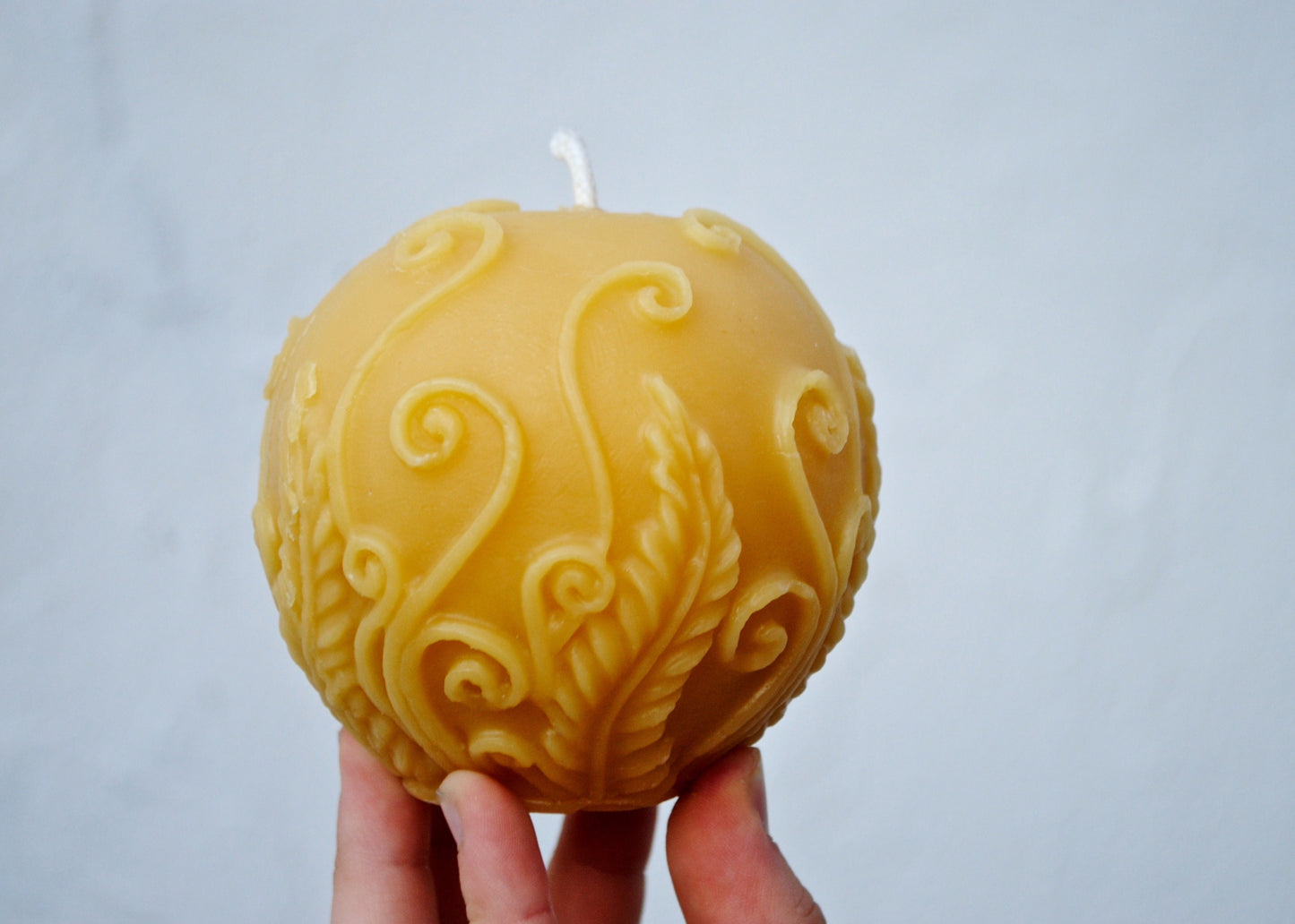 Beeswax Candle - Fern Sphere // Beeswax, Eco Friendly, Handcrafted in Canada, Candle