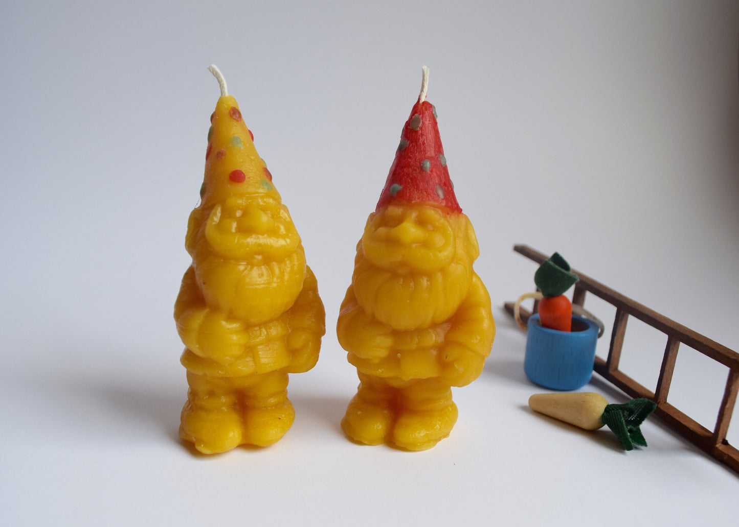 Beeswax Candle - Garden Gnome, Handpainted // Whimsical Gnome, Garden Decor, Candle, Pure Beeswax