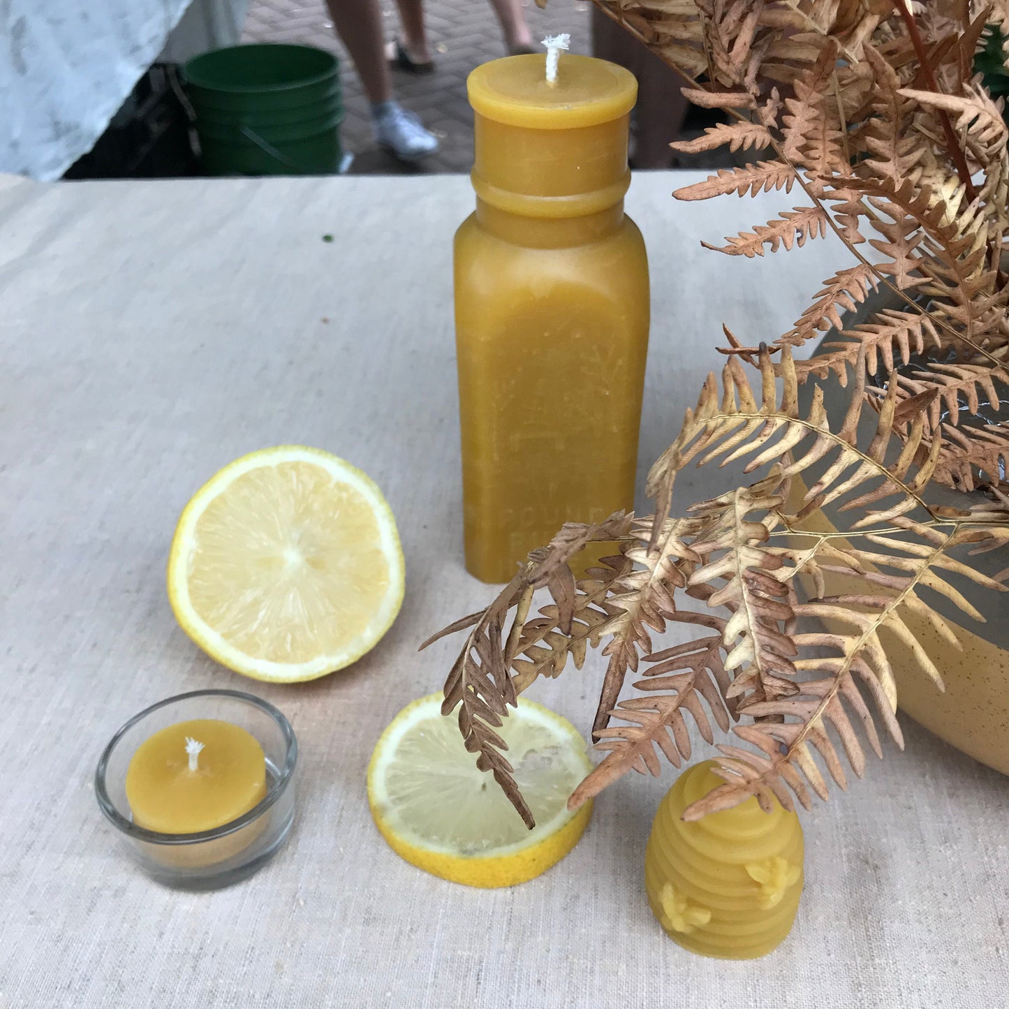 Beeswax Candle, Antique Honey Bottle - Bottle Candle in Pure 100% Beeswax // Beeswax, Candle