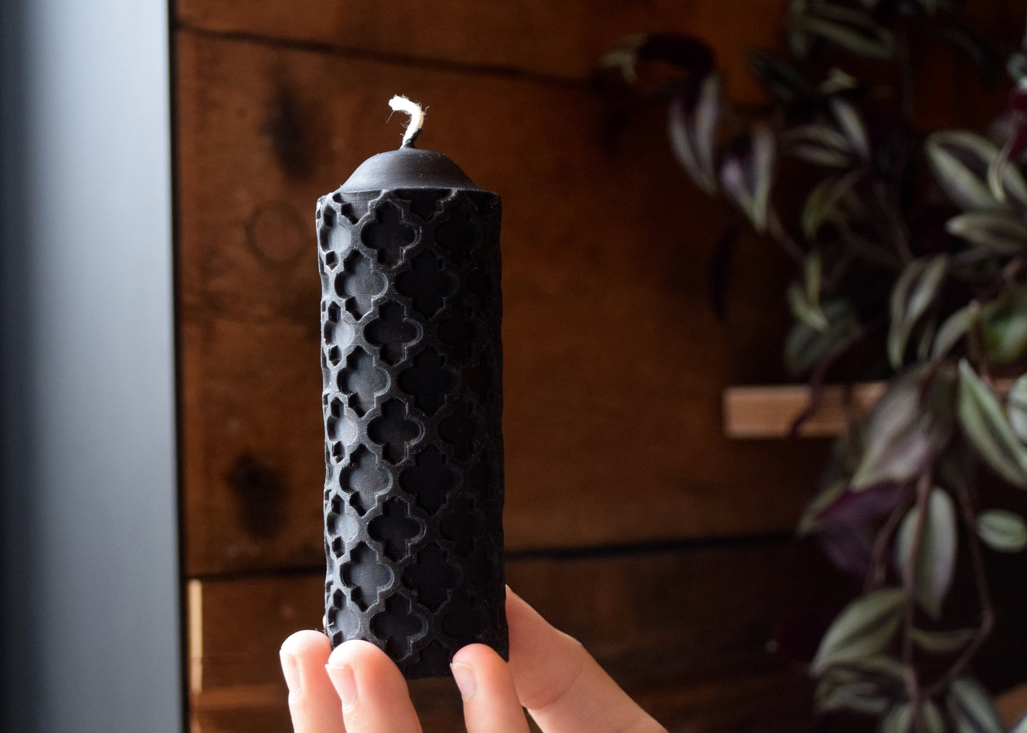 Black Beeswax Candle - Charcoal Beeswax - One Beeswax Candle // Candle, Beeswax, Pillar Candle, Eco Friendly, Non Toxic