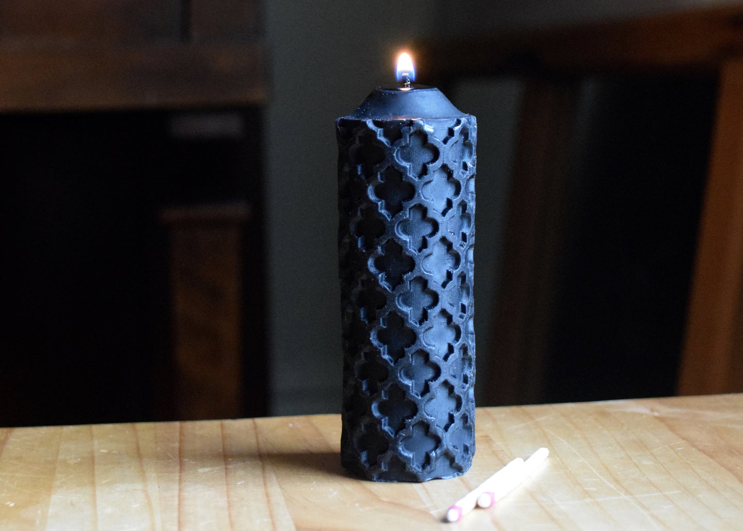 Black Beeswax Candle - Charcoal Beeswax - One Beeswax Candle // Candle, Beeswax, Pillar Candle, Eco Friendly, Non Toxic