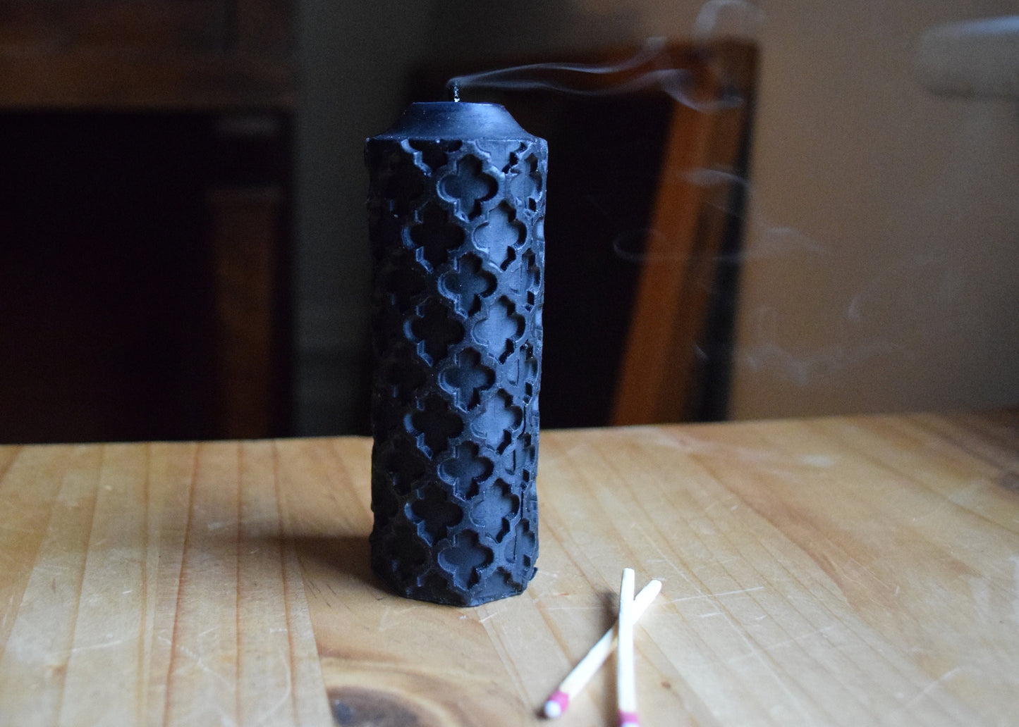 Black Beeswax Candle - Charcoal Beeswax - One Beeswax Candle // Candle, Beeswax, Pillar Candle, Eco Friendly, Non Toxic