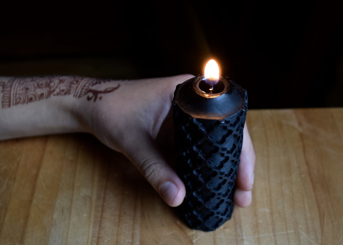 Black Beeswax Candle - Charcoal Beeswax - One Beeswax Candle // Candle, Beeswax, Pillar Candle, Eco Friendly, Non Toxic