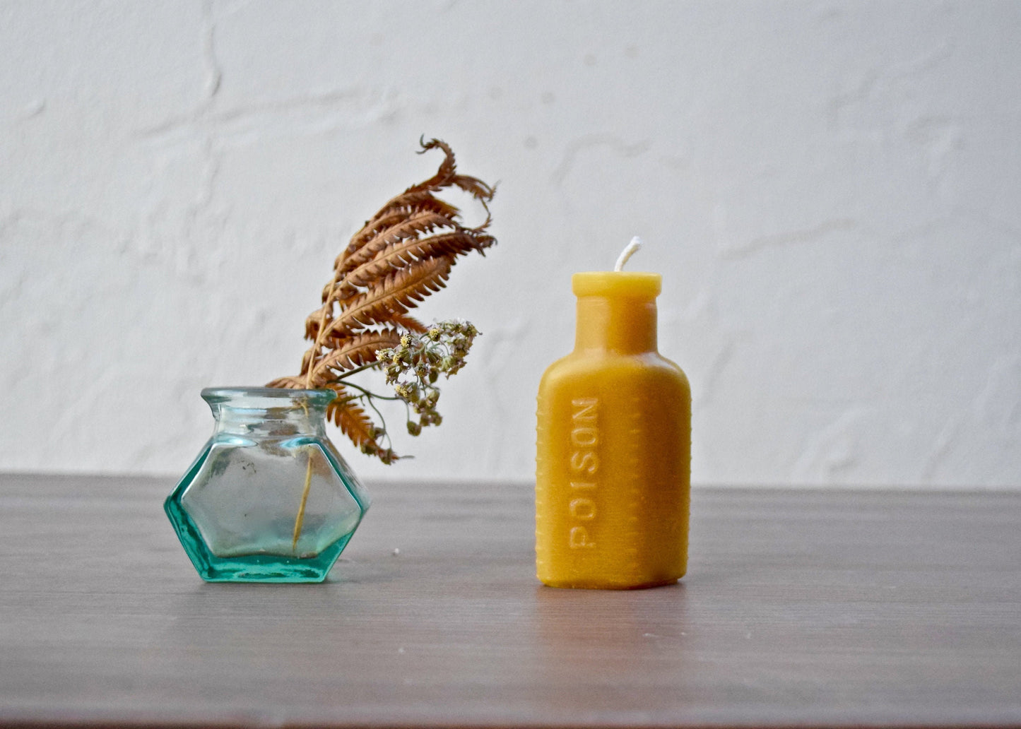 Poison Bottle Candle in Pure Beeswax - Antique 1800s Apothecary Bottle Candle, Burnable Bottle, Beeswax, Beeswax Candle, Vintage