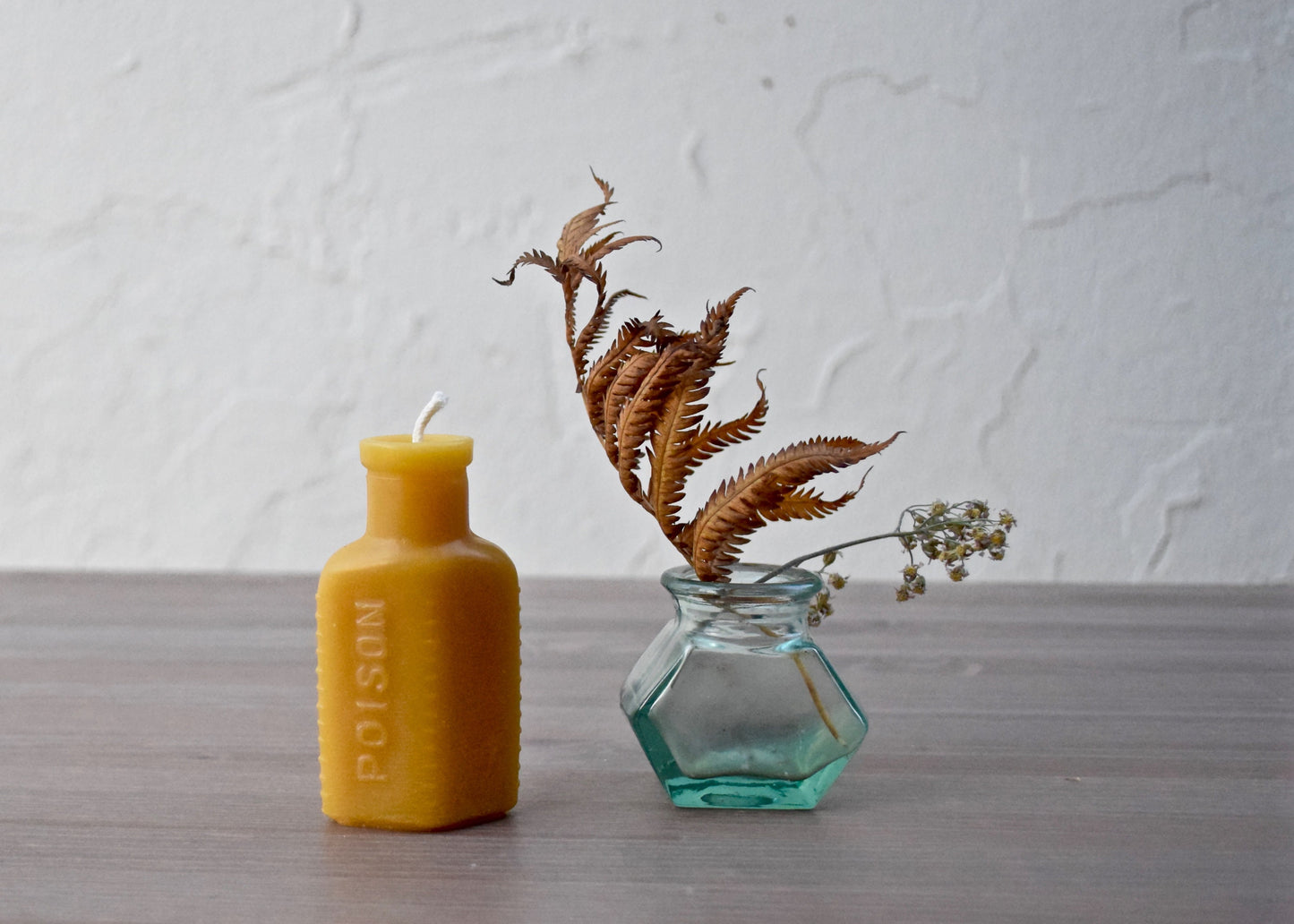 Poison Bottle Candle in Pure Beeswax - Antique 1800s Apothecary Bottle Candle, Burnable Bottle, Beeswax, Beeswax Candle, Vintage