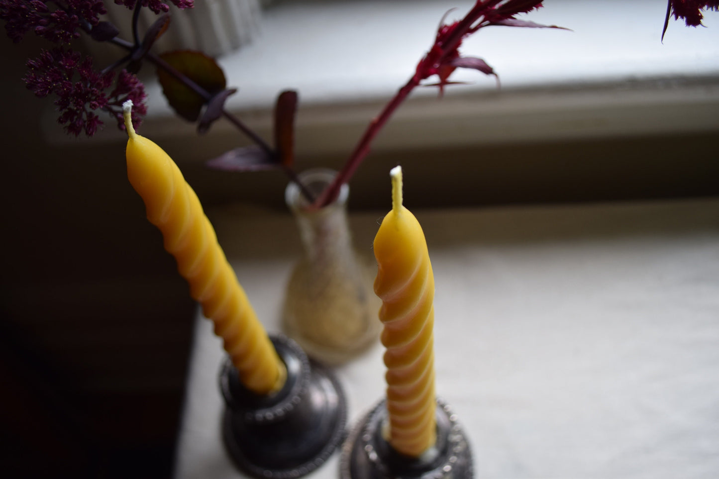 Beeswax Twisted Taper Candles, Pair of 2 // Tapers, Twist, Tapered Candles, Beeswax Candles, 8" Tapers, Eco Friendly, Decor