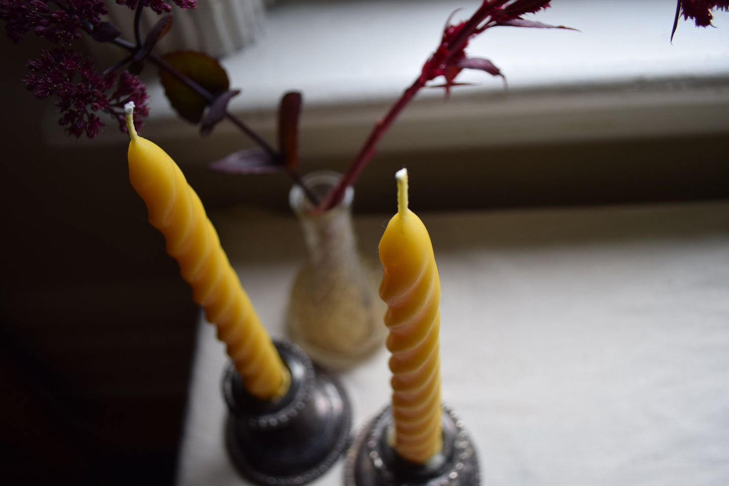 Beeswax Twisted Taper Candles, Pair of 2 // Tapers, Twist, Tapered Candles, Beeswax Candles, 8" Tapers, Eco Friendly, Decor, Candles