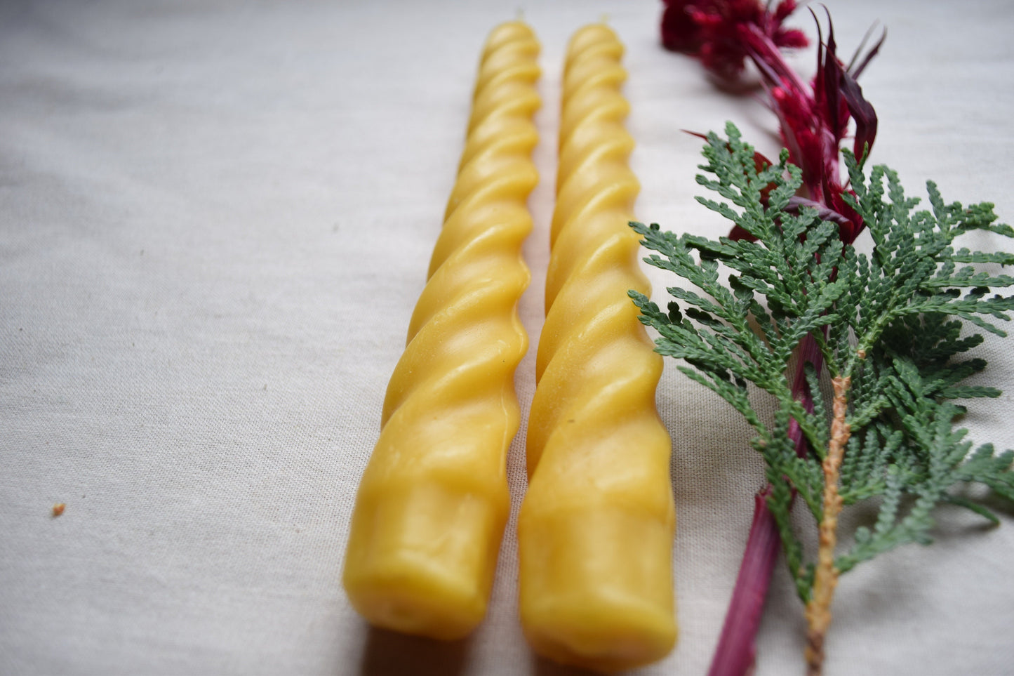 Beeswax Twisted Taper Candles, Pair of 2 // Tapers, Twist, Tapered Candles, Beeswax Candles, 8" Tapers, Eco Friendly, Decor