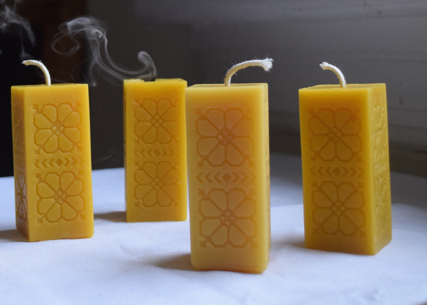 Square Sun Flower Pilllar -  Beeswax Candle // Beeswax Candle, Candle, Beeswax, Pillar Candle, Eco Friendly, Non Toxic