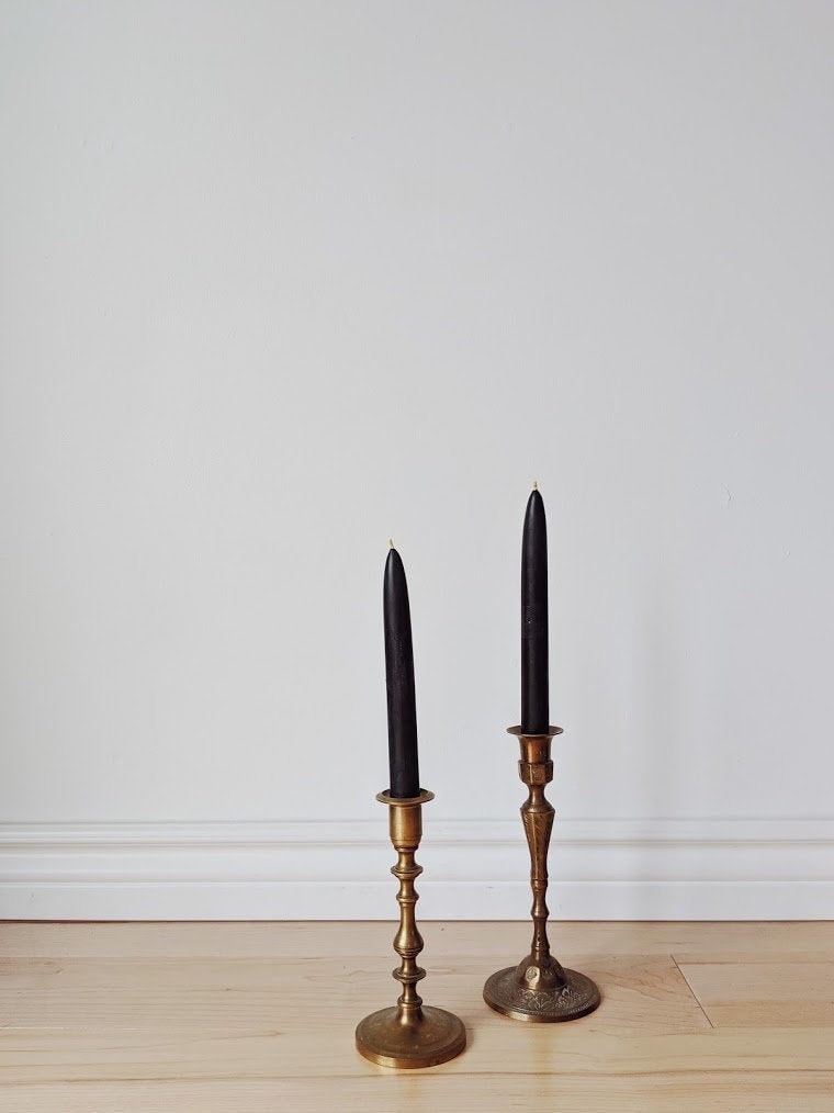 Black Tapers, 100% Beeswax, Candles, Pair of 2 // Tapers, Tapered Candles, Beeswax Candles, 8" Tapers, Minimalist