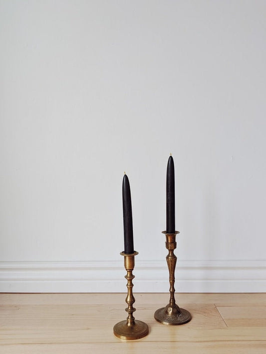 Beeswax Tapers - Black Beeswax, Candles, Pair of 2 // Tapers, Tapered Candles, Beeswax Candles, 8" Tapers, Minimalist