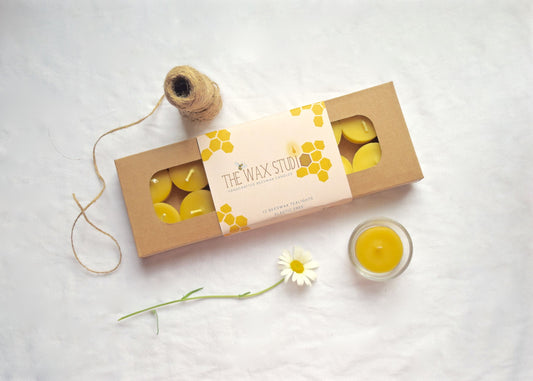 Beeswax Tealights - Candles - Plastic-free Beeswax Tealight Candles Set of 12 / Zero-Waste, Beeswax, Tealights, Tealight Candles