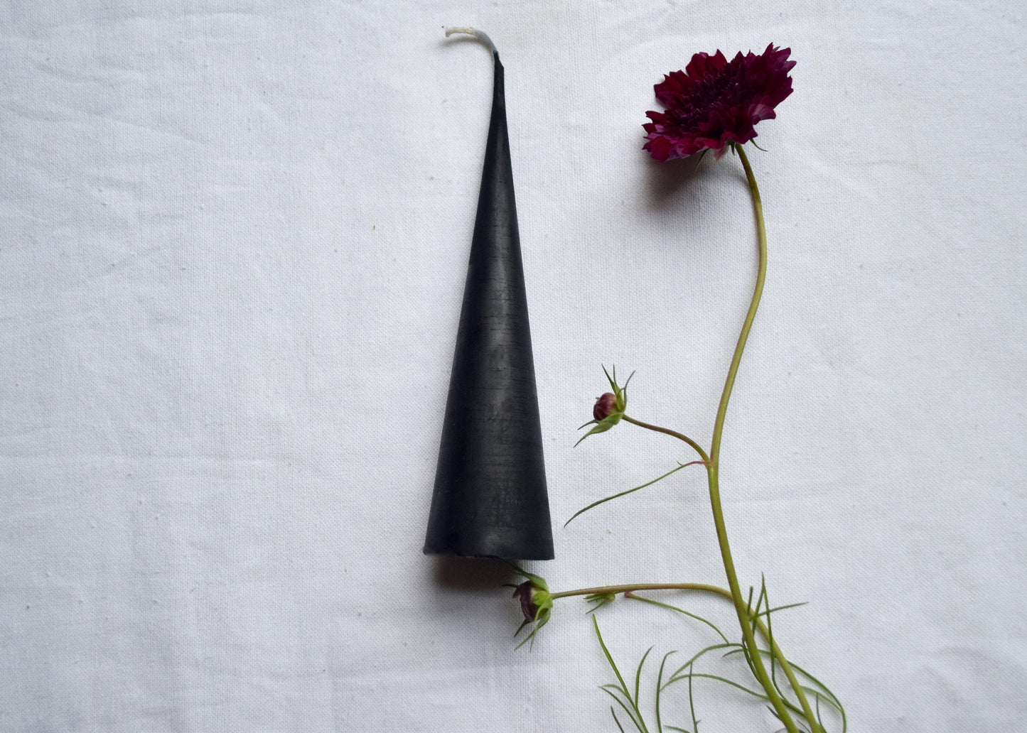 Black Candle - Beeswax Candle Cone  6" 8" 10" // One Candle, Minimalist, Black, Beeswax Candle, Candle, Beeswax, Halloween, Cone Taper