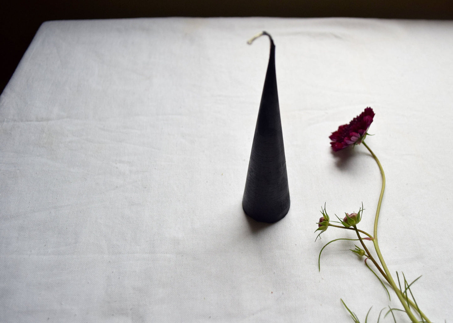Black Candle - Beeswax Candle Cone  6" 8" 10" // One Candle, Minimalist, Black, Beeswax Candle, Candle, Beeswax, Halloween, Cone Taper