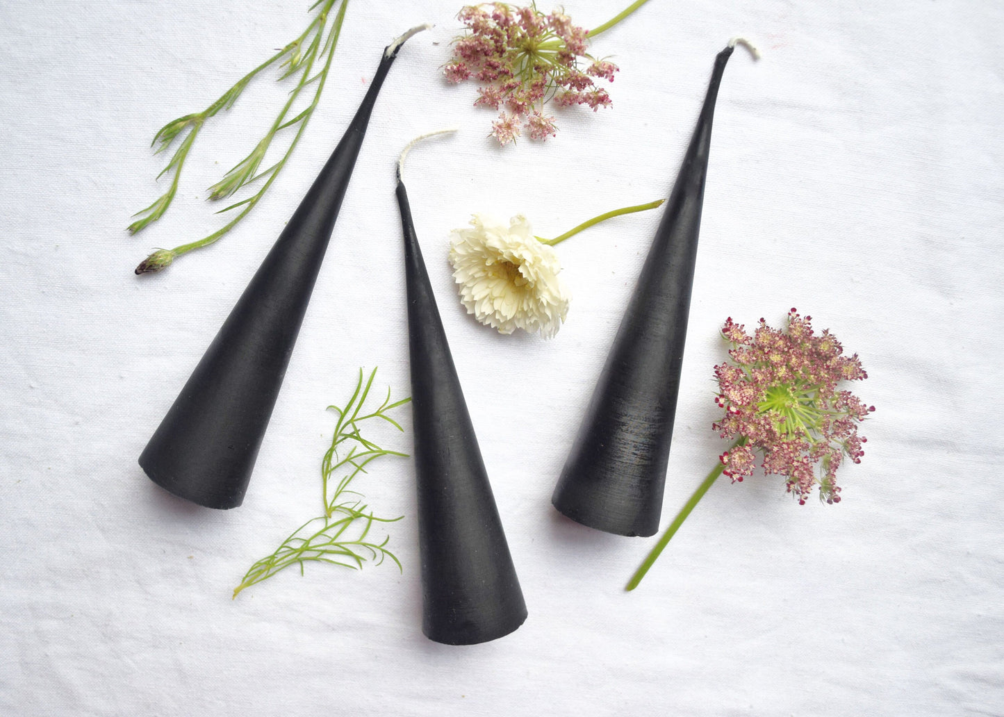 Black Candle - Beeswax Candle Cone  6" 8" 10" // One Candle, Minimalist, Black, Beeswax Candle, Candle, Beeswax, Halloween, Cone Taper
