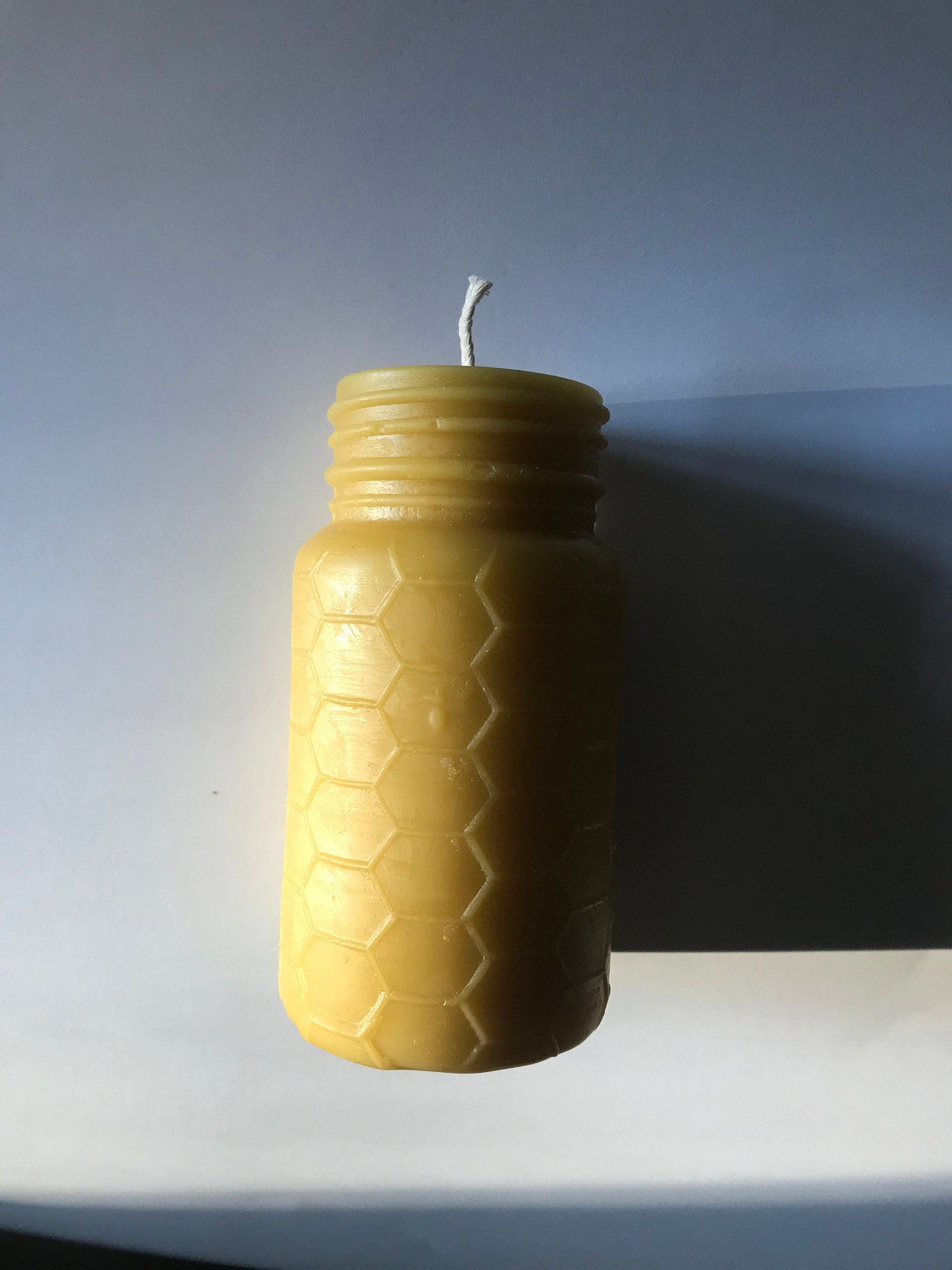 Transylvanian Soviet-Era Honey Bottle Candle in Pure Beeswax - Candle, Beeswax Candle, Bottle Candle - One of a Kind