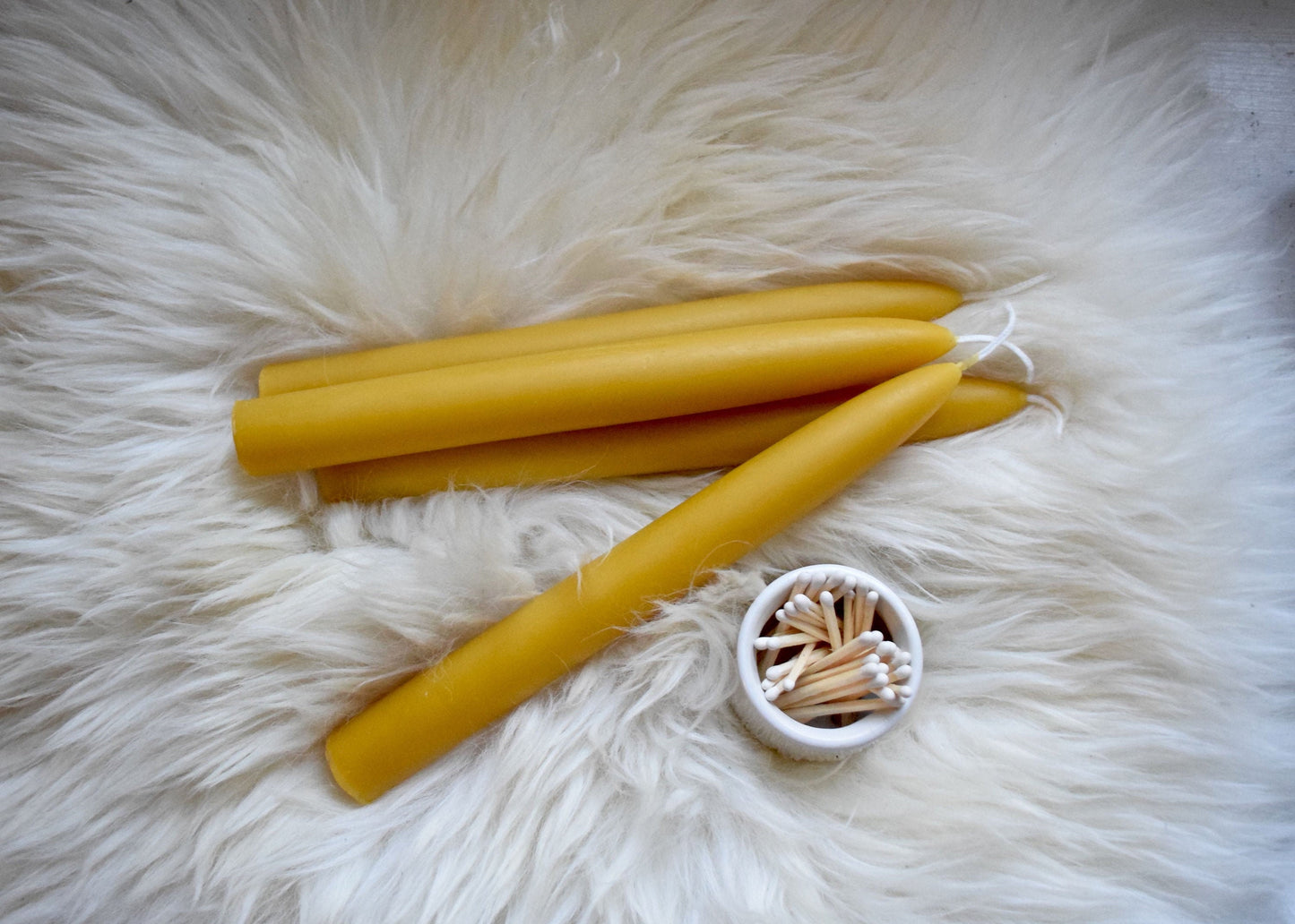 Pair of Two 8" Beeswax Taper Candles// Tapers, Beeswax, Candles // 100% Pure Handfiltered Beeswax, Hygge Home