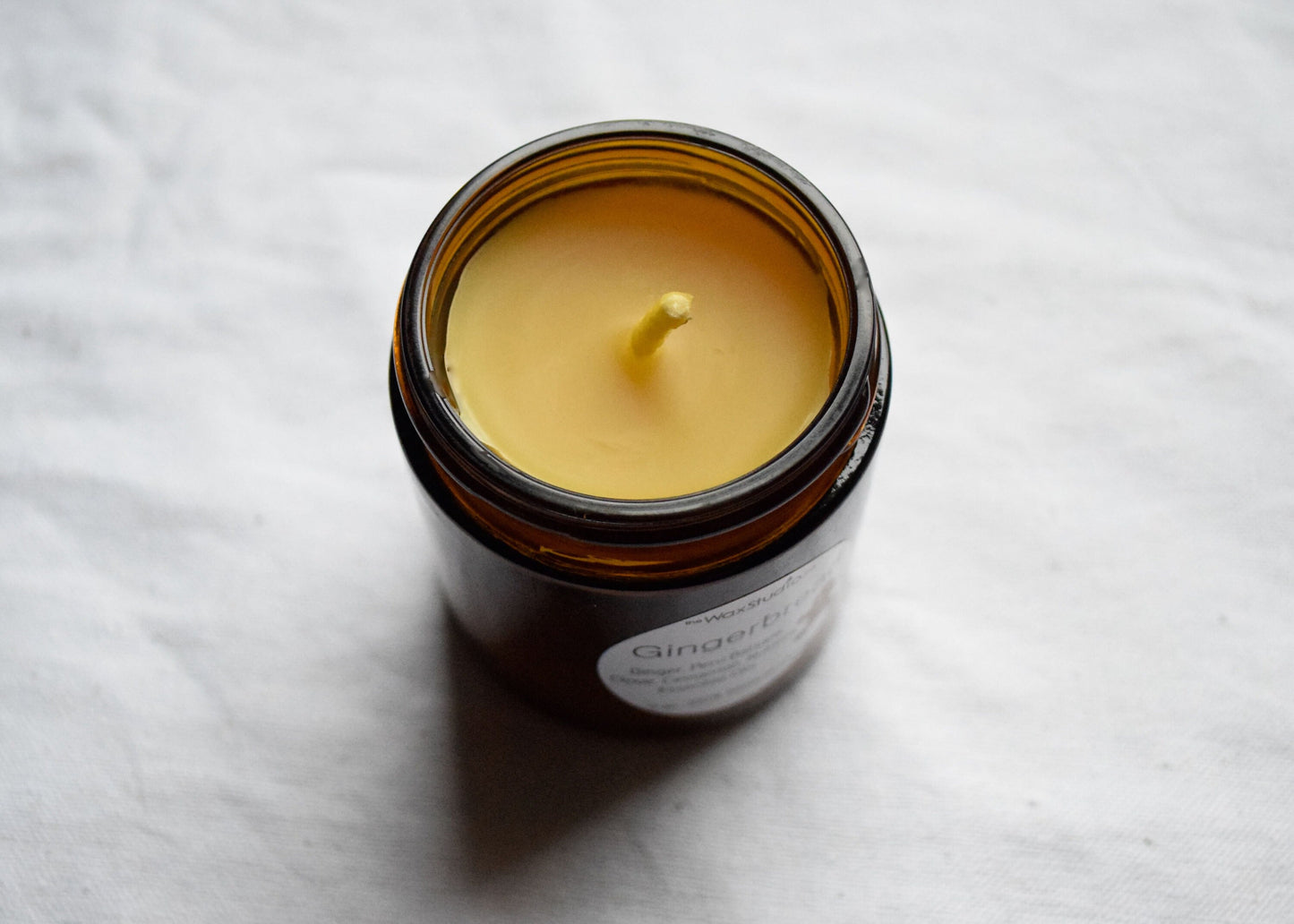 Peppermint Beeswax Aromatherapy Candle / Glass Jar Candle, Beeswax Candle with Essential Oil, Peppermint, Candle, Jar Candle, Amber Glass