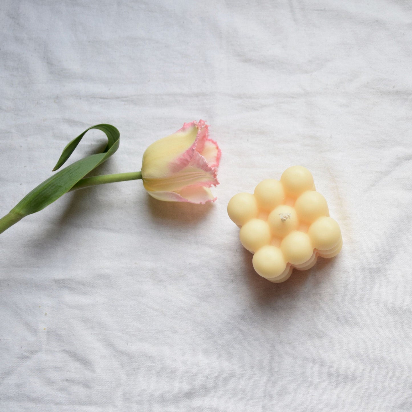 Beeswax Cube Candle  // White - Beeswax, Candle, Bubble, Beeswax Candle, Bubble Candle, Square Candle