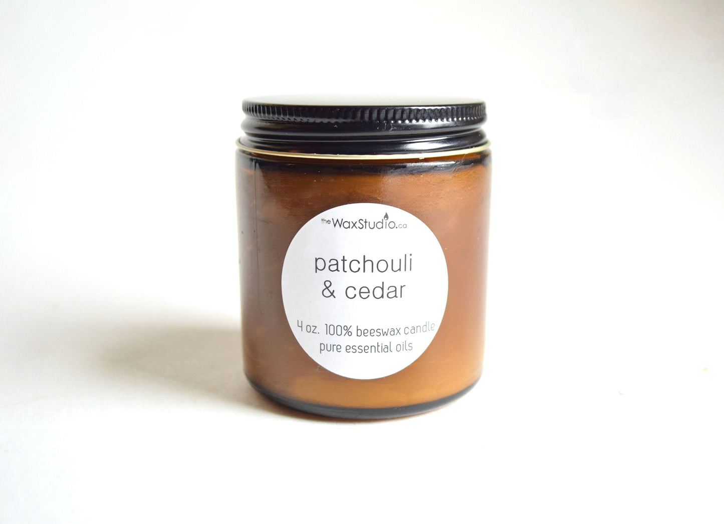 Patchouli Cedar Beeswax Jar Candle - 4 oz. Amber Glass Jar / Beeswax Candle  - Jar Candle, Beeswax, Patchouli