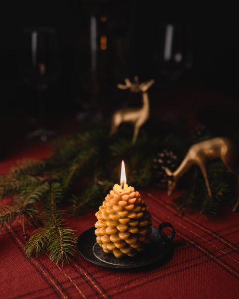 Holiday Beeswax Candle - Pinecone / Pinecone Candle, Eco Friendly, Beeswax, Candles